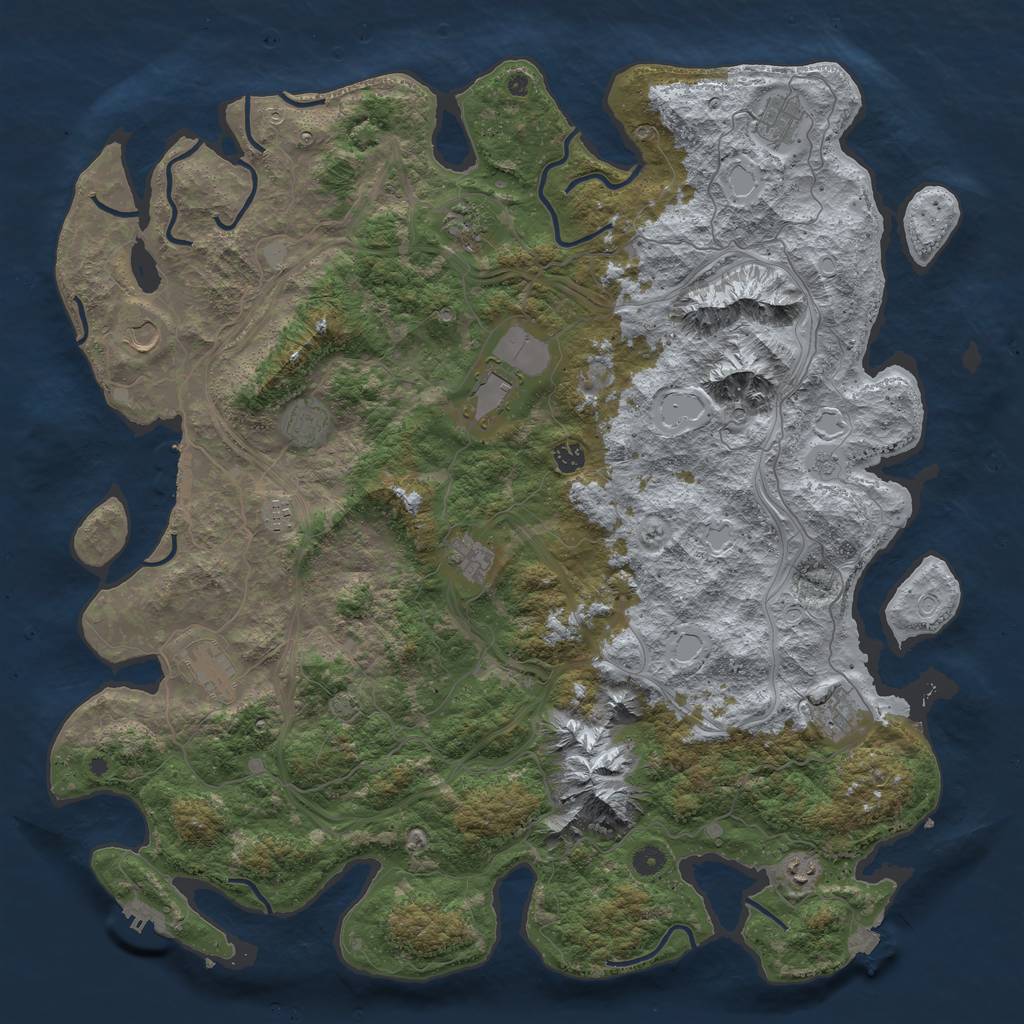 Rust Map: Procedural Map, Size: 5000, Seed: 1136967780, 19 Monuments