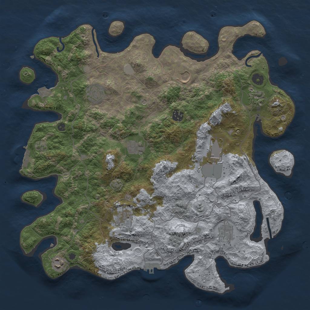 Rust Map: Procedural Map, Size: 4000, Seed: 959285447, 18 Monuments