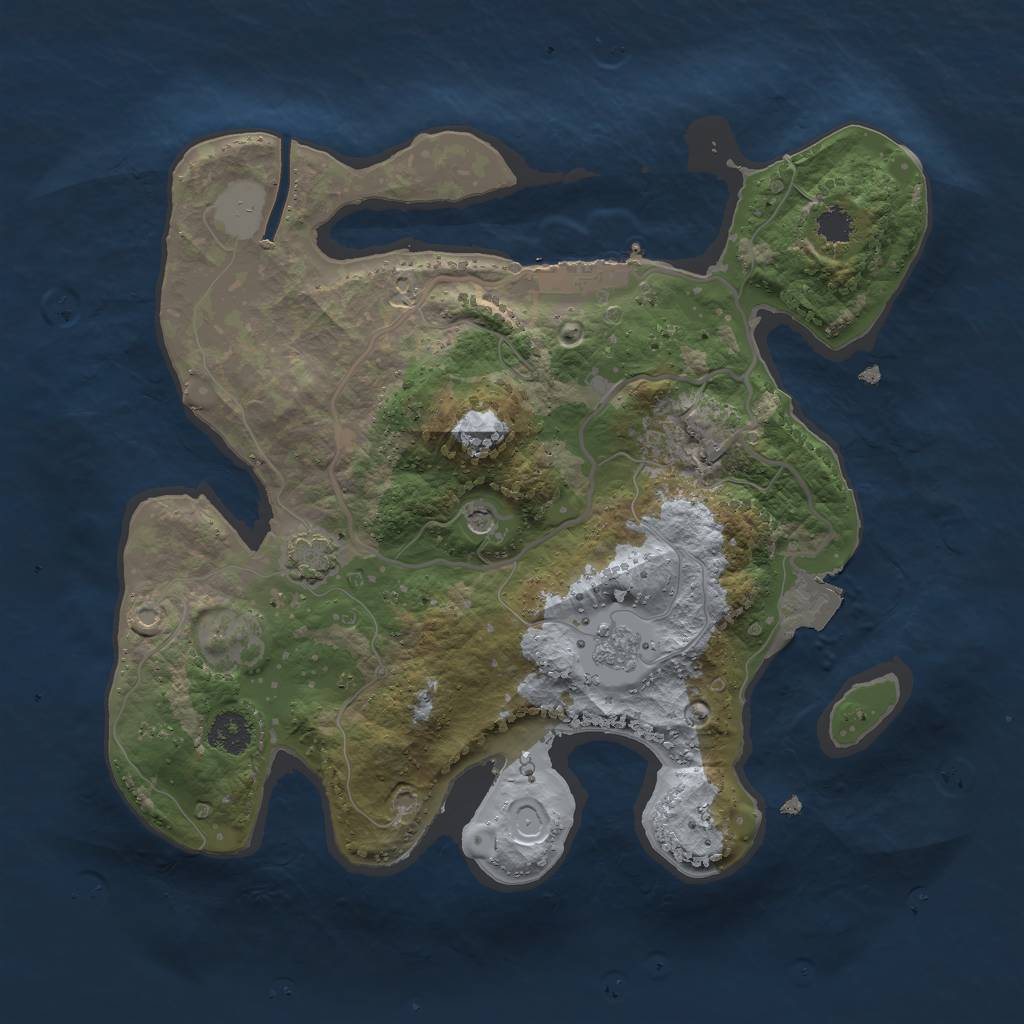 Rust Map: Procedural Map, Size: 2500, Seed: 2142164928, 7 Monuments