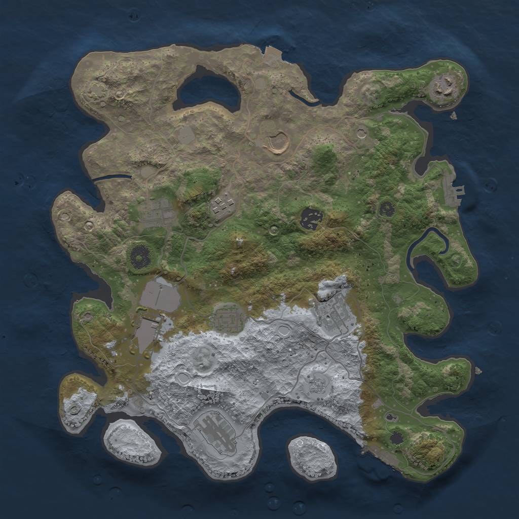 Rust Map: Procedural Map, Size: 3500, Seed: 606707824, 17 Monuments