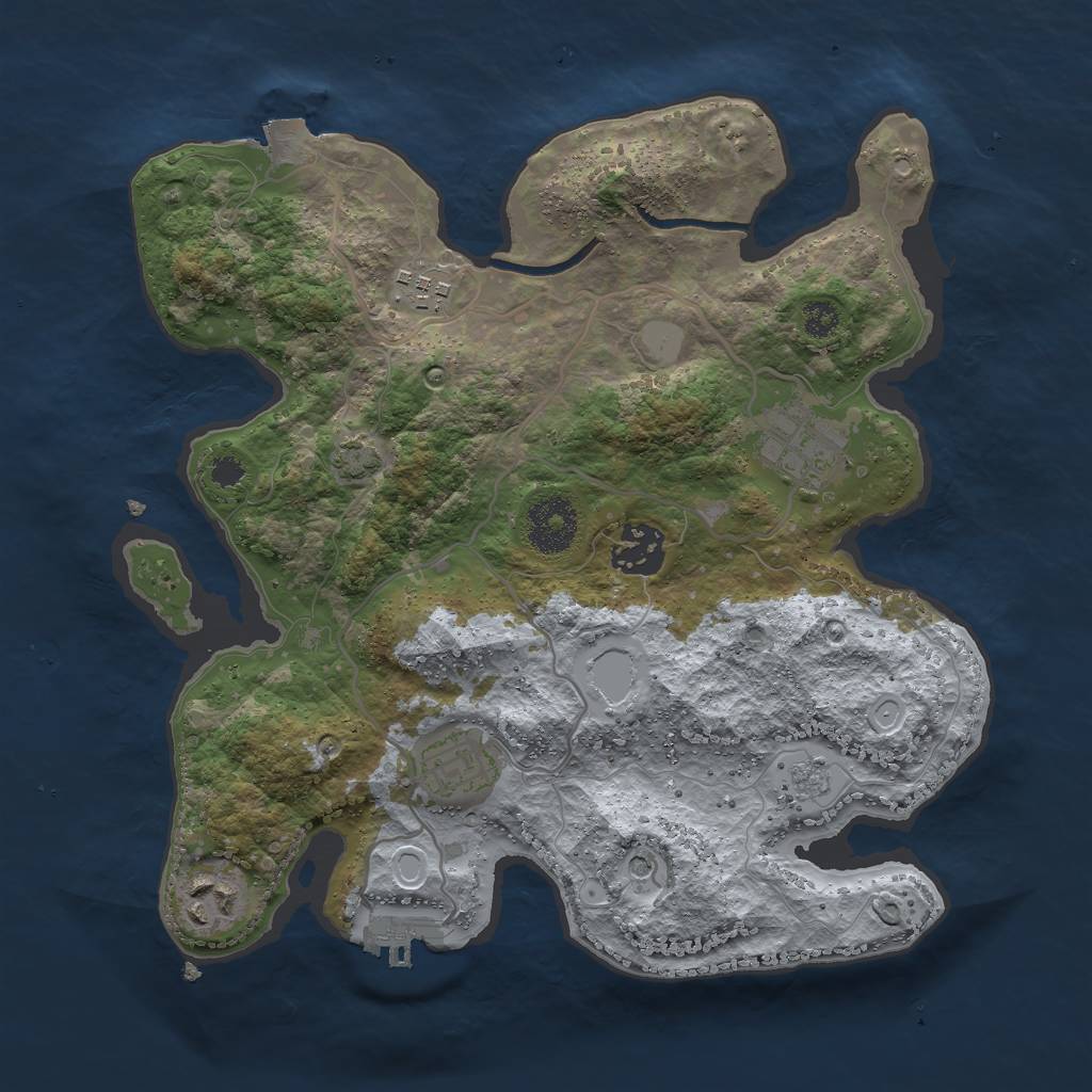 Rust Map: Procedural Map, Size: 3000, Seed: 300310555, 12 Monuments