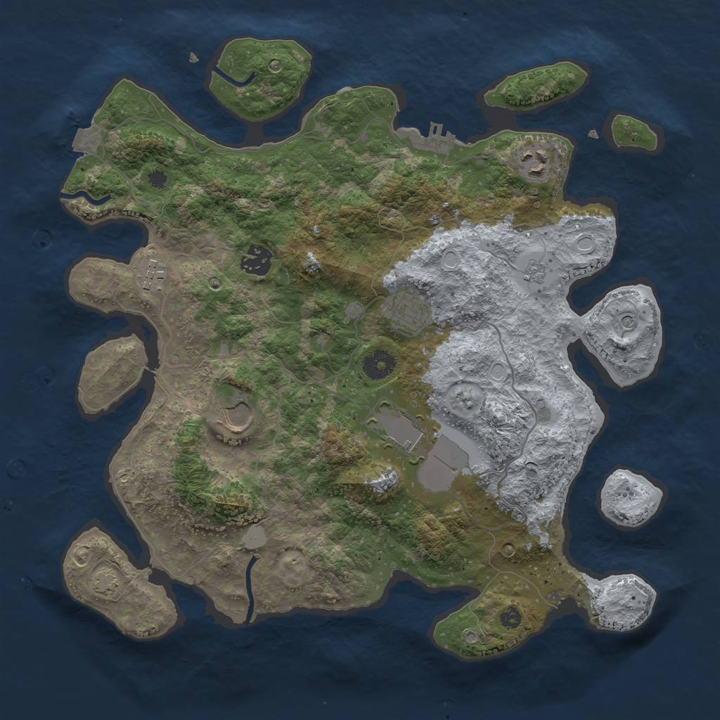 Rust Map: Procedural Map, Size: 3500, Seed: 10365212, 13 Monuments