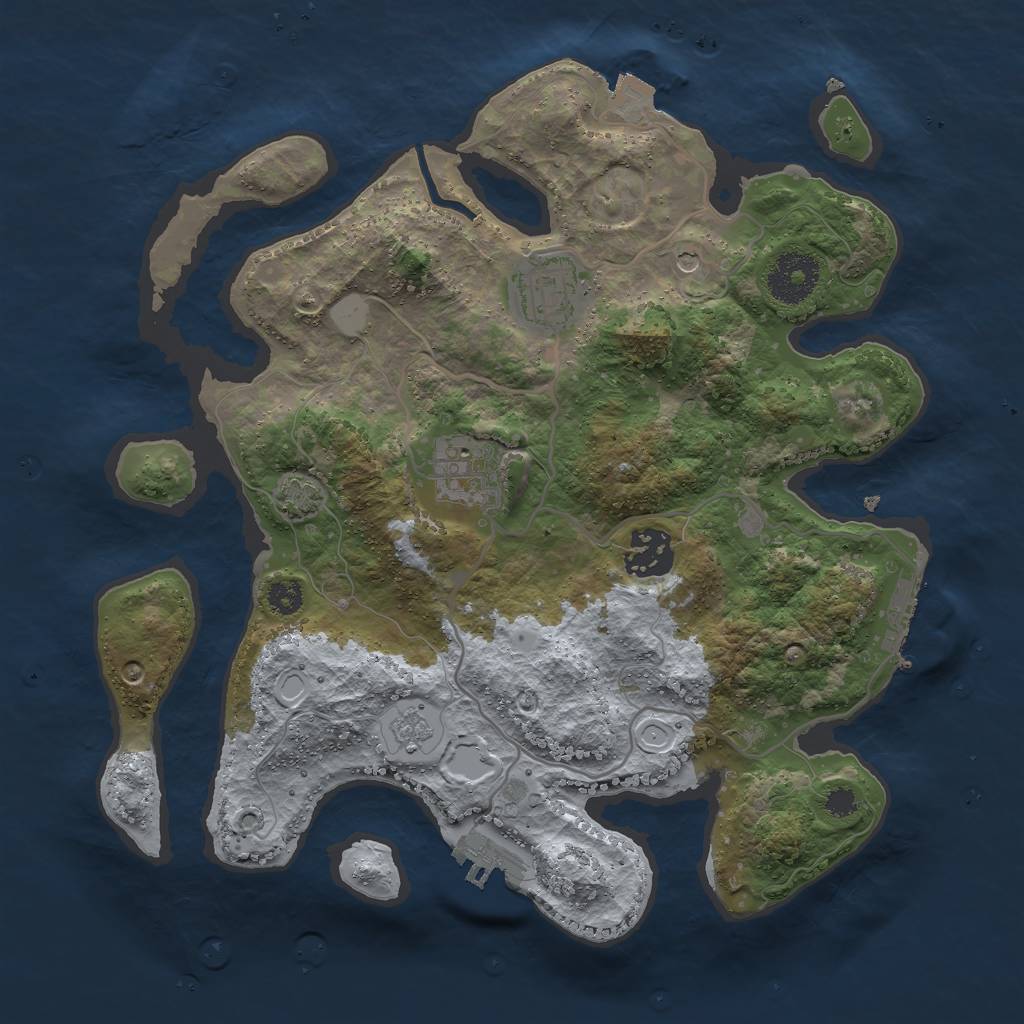 Rust Map: Procedural Map, Size: 3000, Seed: 1391616044, 11 Monuments