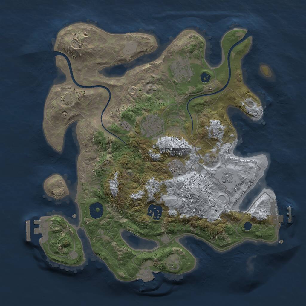 Rust Map: Procedural Map, Size: 3000, Seed: 22877, 9 Monuments