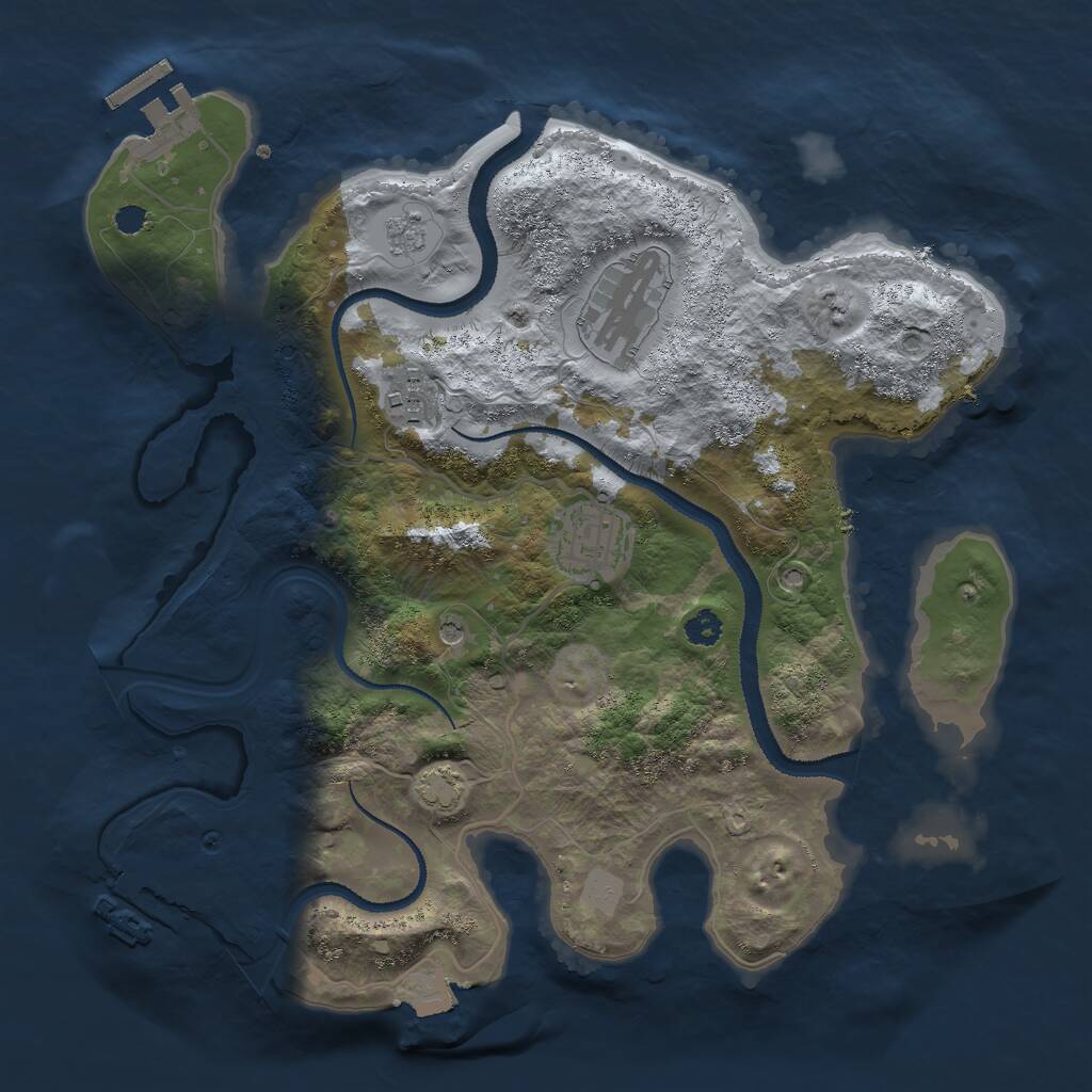 Rust Map: Procedural Map, Size: 3000, Seed: 31380, 9 Monuments