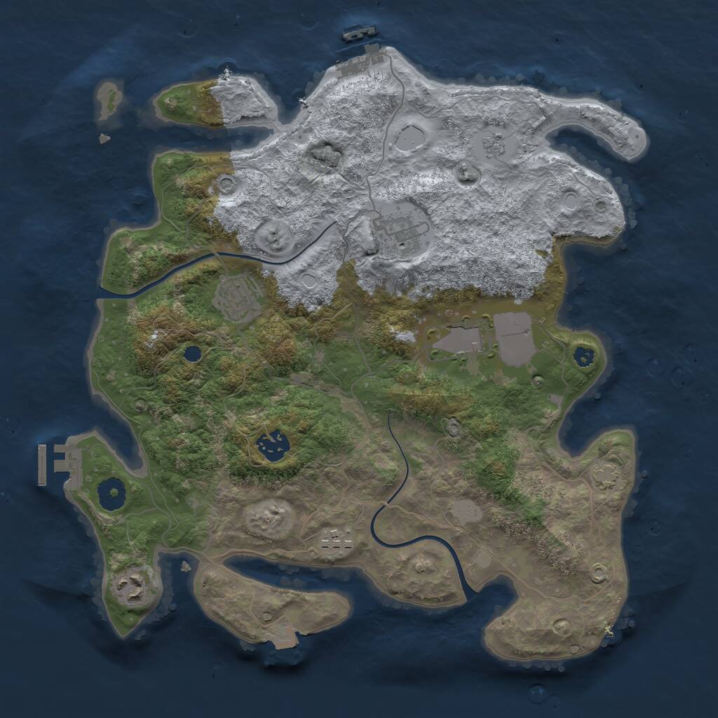 Rust Map: Procedural Map, Size: 3500, Seed: 1204128271, 12 Monuments