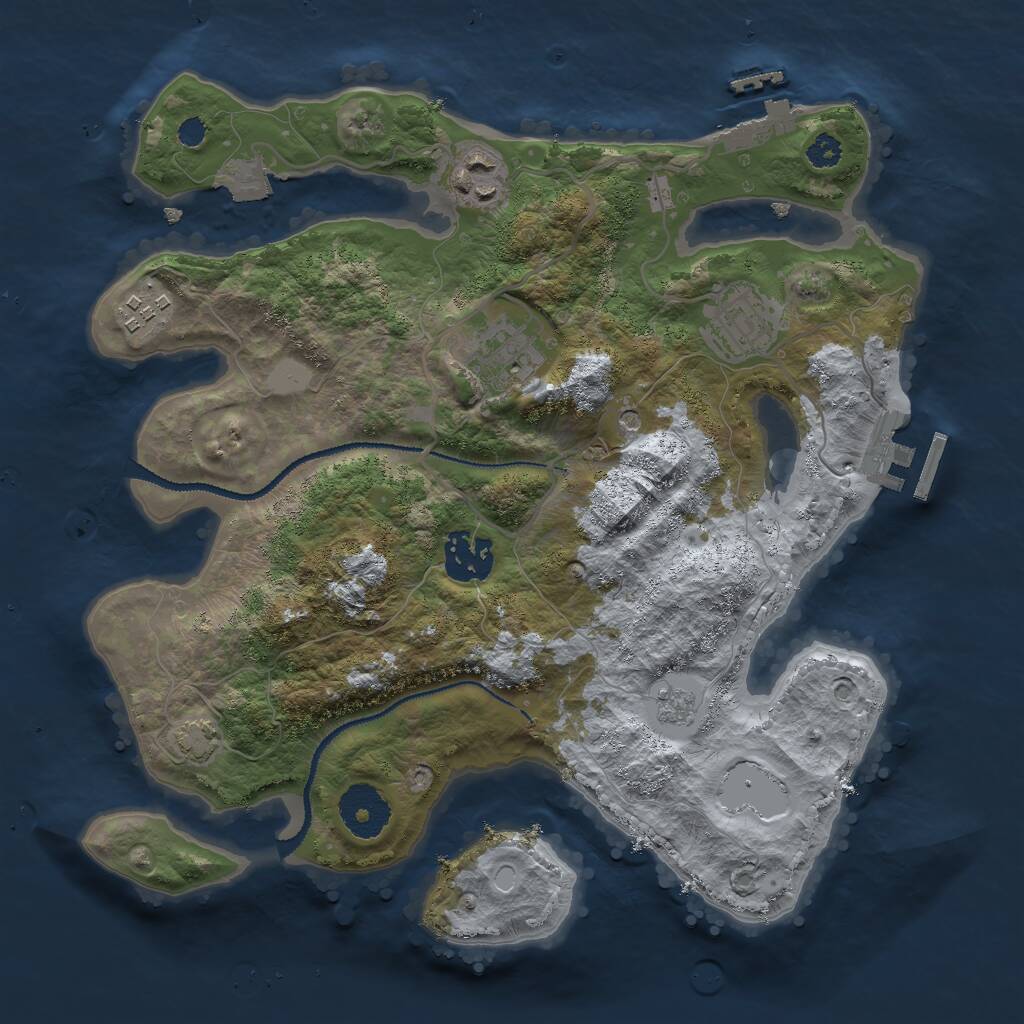 Rust Map: Procedural Map, Size: 3000, Seed: 19590, 11 Monuments