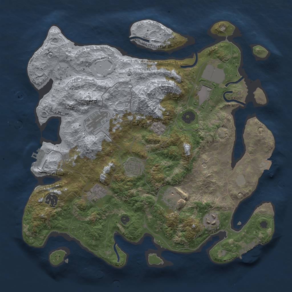 Rust Map: Procedural Map, Size: 3500, Seed: 81072919, 16 Monuments