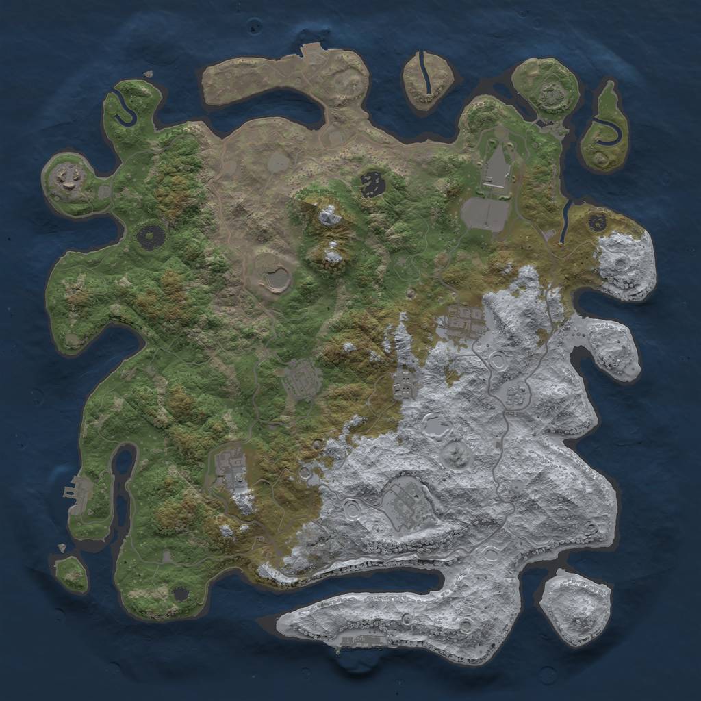 Rust Map: Procedural Map, Size: 4000, Seed: 314962831, 17 Monuments