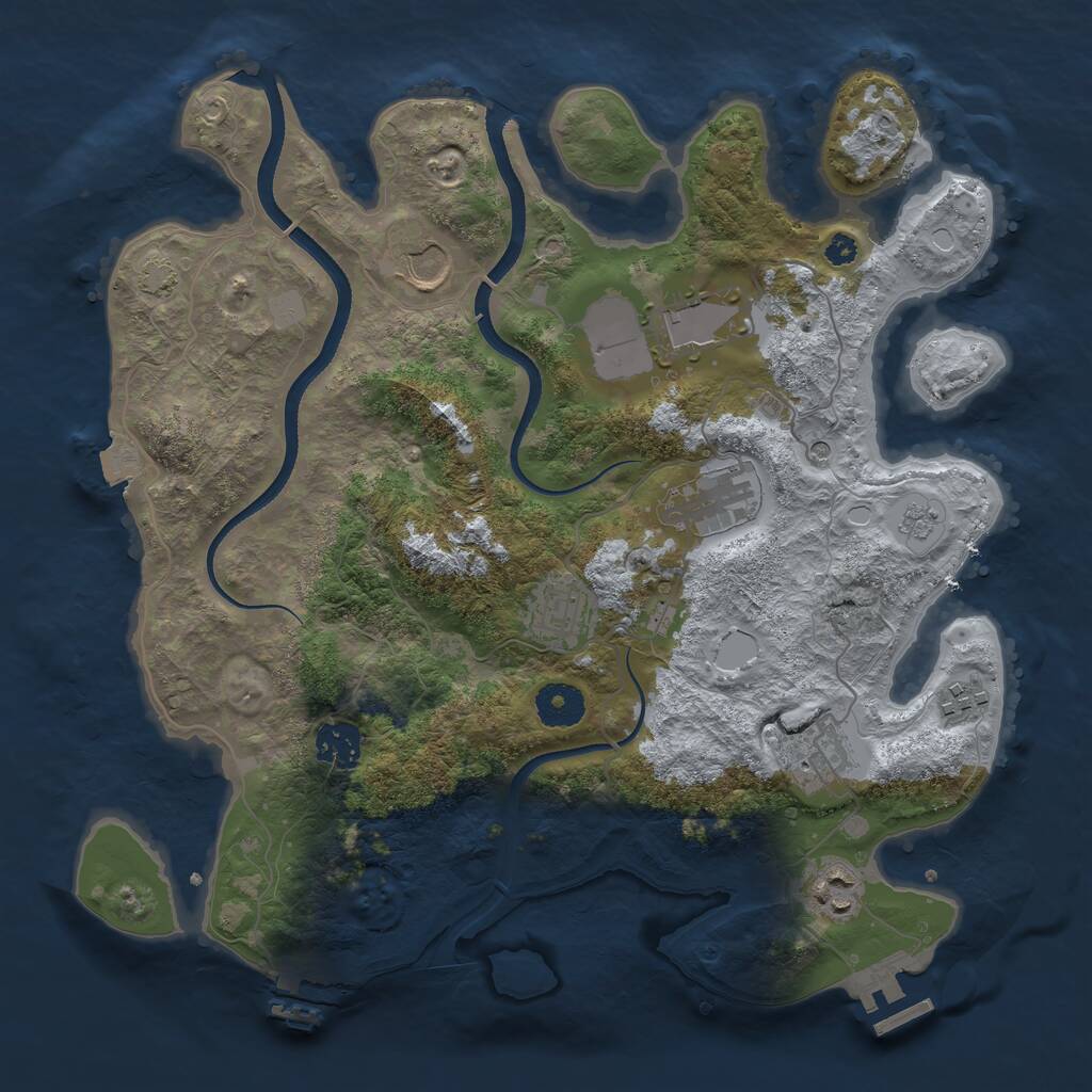 Rust Map: Procedural Map, Size: 3500, Seed: 1212121212, 14 Monuments