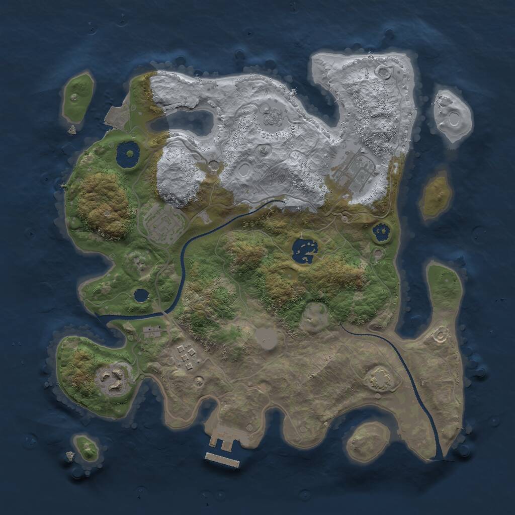 Rust Map: Procedural Map, Size: 3000, Seed: 1623474, 10 Monuments