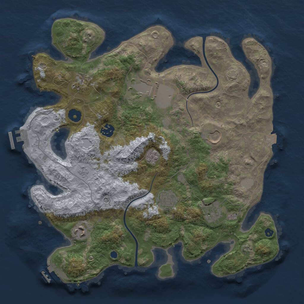 Rust Map: Procedural Map, Size: 3500, Seed: 24896, 14 Monuments