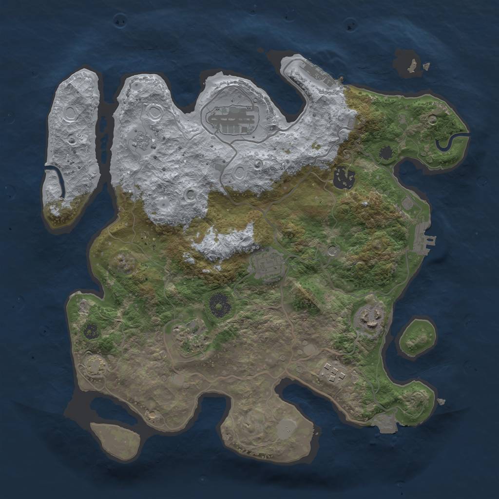 Rust Map: Procedural Map, Size: 3250, Seed: 383236940, 14 Monuments