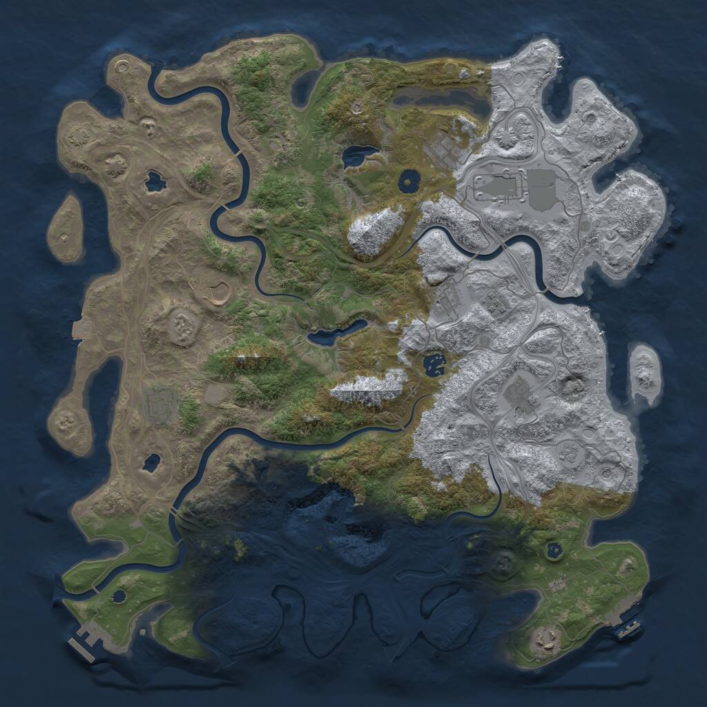 Rust Map: Procedural Map, Size: 4500, Seed: 1358063828, 16 Monuments