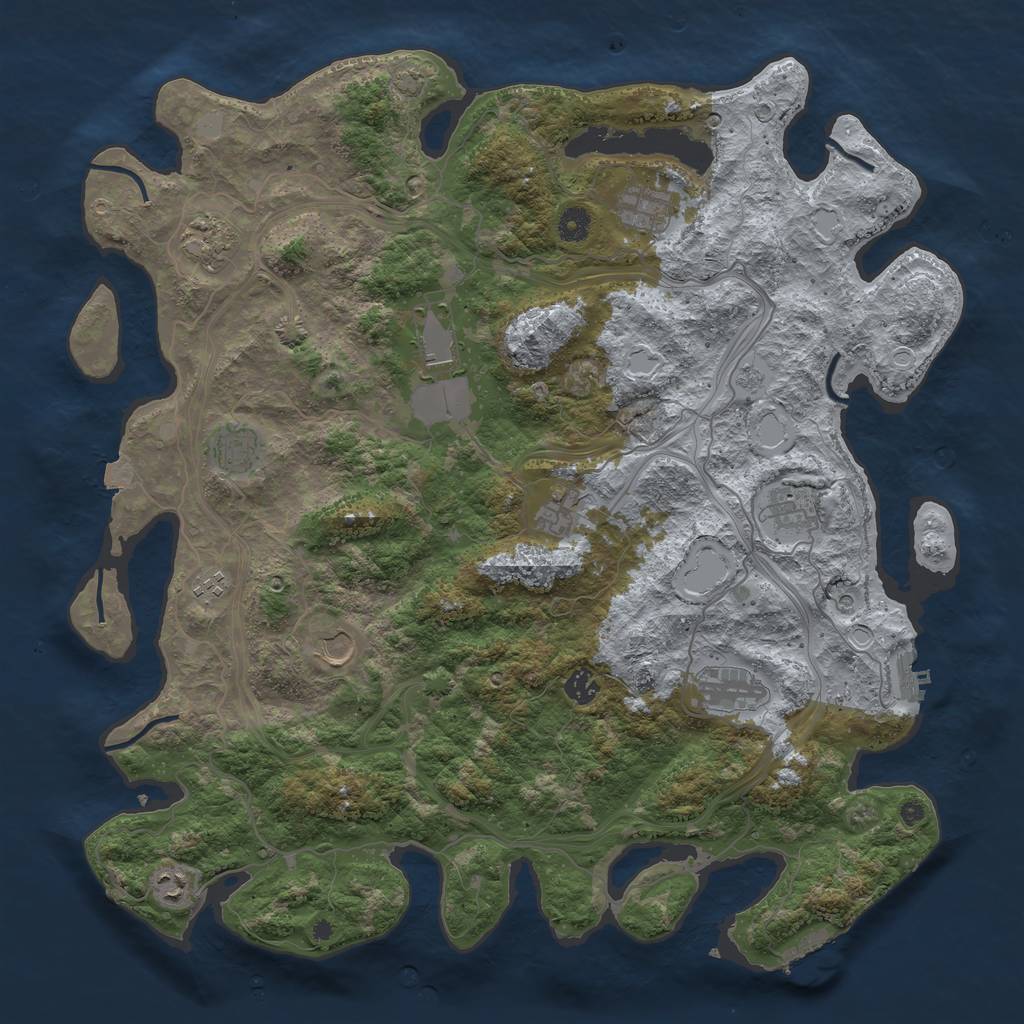 Rust Map: Procedural Map, Size: 4500, Seed: 1358063828, 19 Monuments