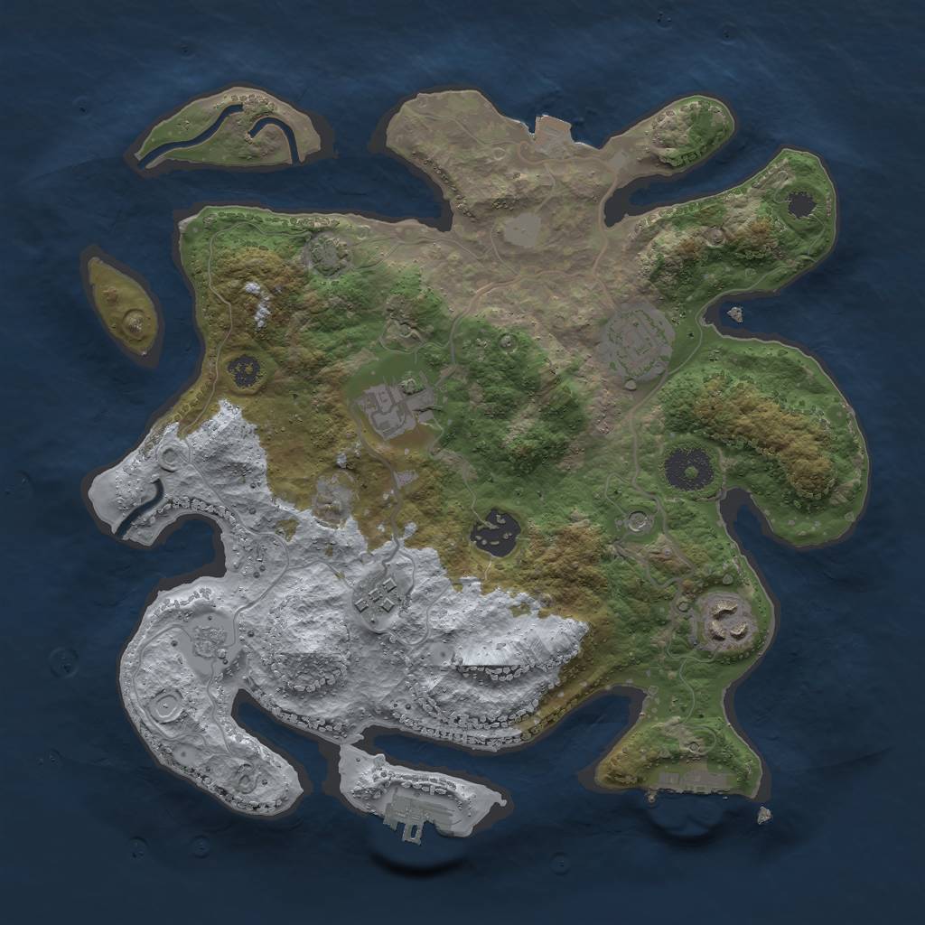 Rust Map: Procedural Map, Size: 3000, Seed: 941101353, 13 Monuments