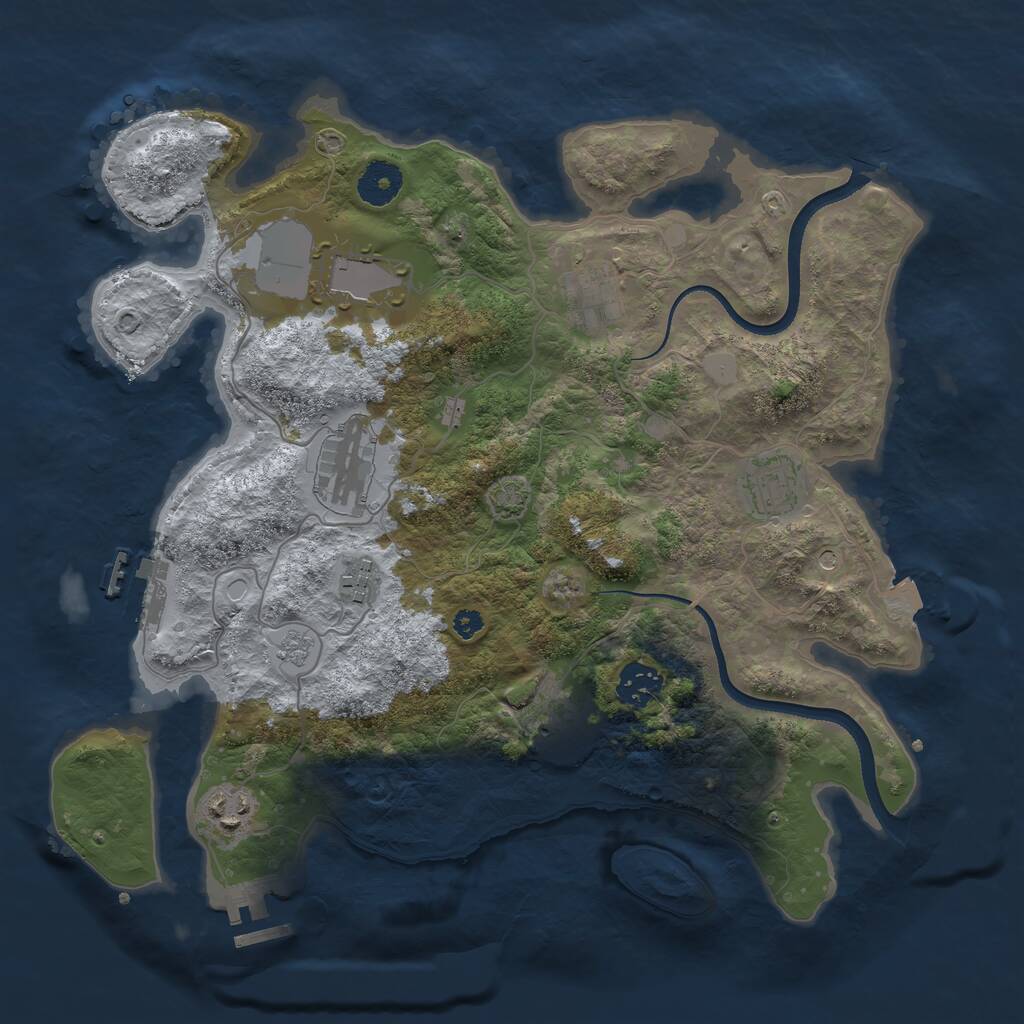 Rust Map: Procedural Map, Size: 3500, Seed: 1005069870, 14 Monuments