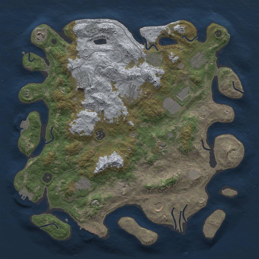 Rust Map: Procedural Map, Size: 4000, Seed: 123456678, 19 Monuments