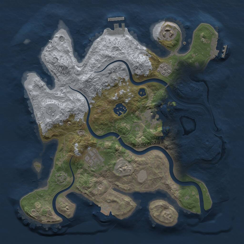 Rust Map: Procedural Map, Size: 3000, Seed: 187832573, 11 Monuments