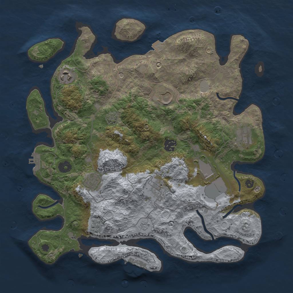 Rust Map: Procedural Map, Size: 3500, Seed: 598463334, 16 Monuments