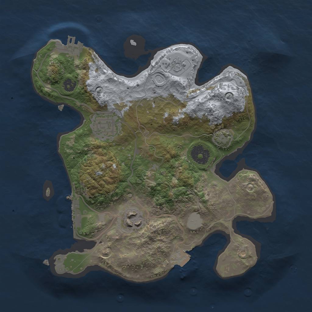 Rust Map: Procedural Map, Size: 2500, Seed: 239487, 9 Monuments