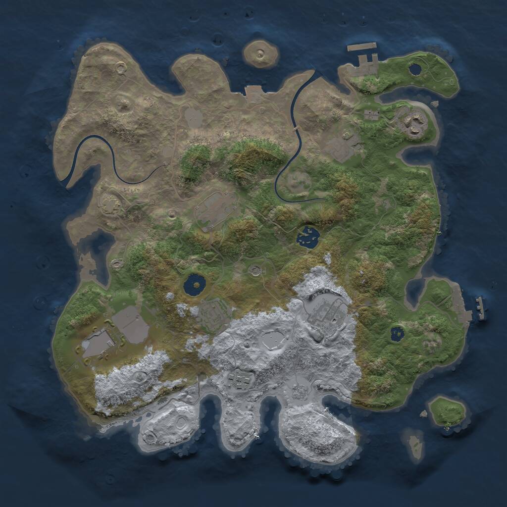 Rust Map: Procedural Map, Size: 3500, Seed: 300749306, 14 Monuments
