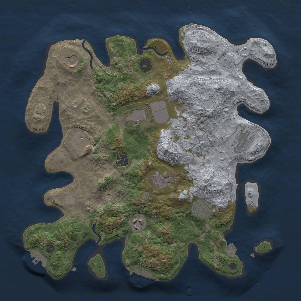 Rust Map: Procedural Map, Size: 3500, Seed: 786234161, 16 Monuments