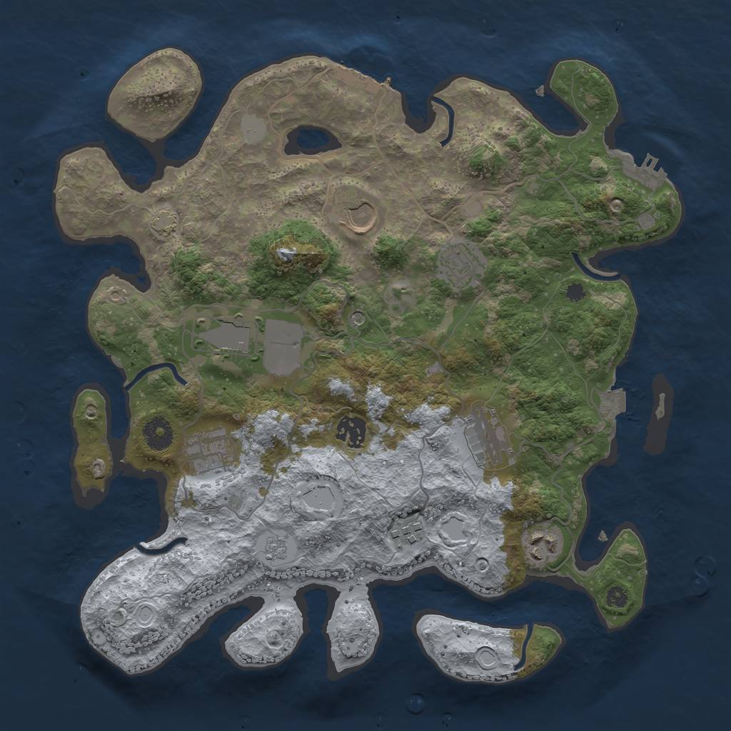 Rust Map: Procedural Map, Size: 3500, Seed: 1784702031, 16 Monuments