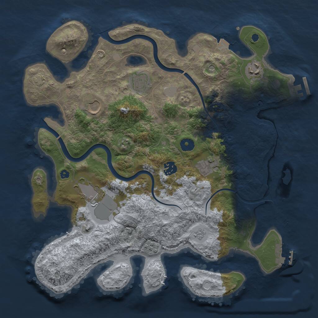 Rust Map: Procedural Map, Size: 3500, Seed: 1784702031, 13 Monuments
