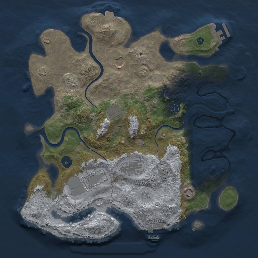 Rust Map: Procedural Map, Size: 3500, Seed: 25061990, 13 Monuments