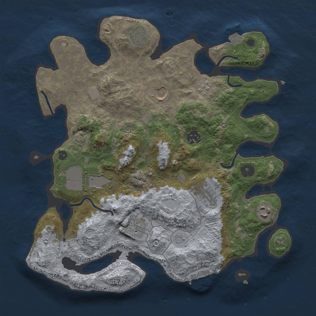 Rust Map: Procedural Map, Size: 3500, Seed: 25061990, 15 Monuments