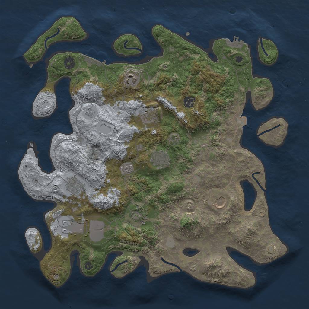 Rust Map: Procedural Map, Size: 3850, Seed: 130, 17 Monuments