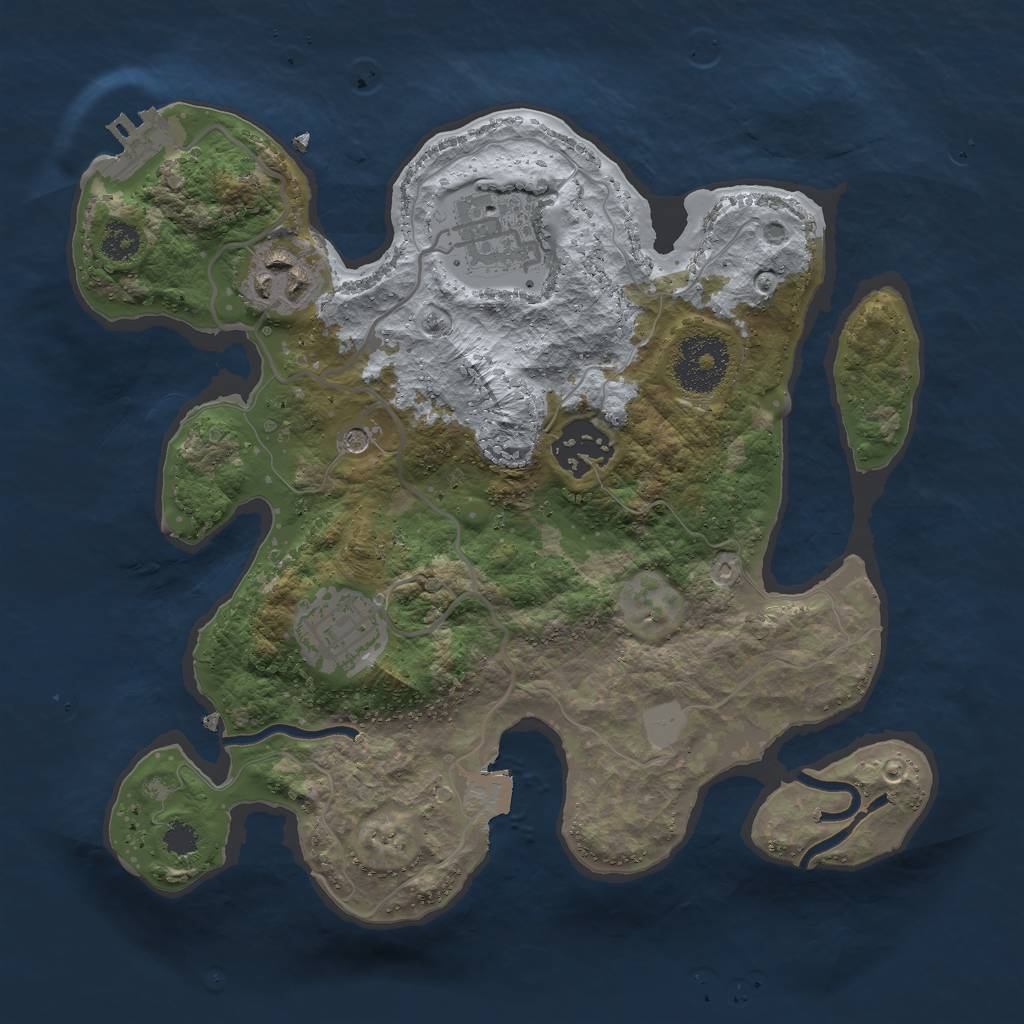 Rust Map: Procedural Map, Size: 2699, Seed: 1, 9 Monuments