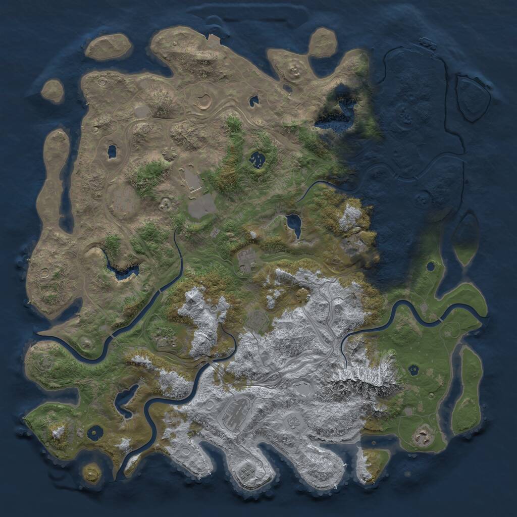 Rust Map: Procedural Map, Size: 5000, Seed: 66261151, 16 Monuments