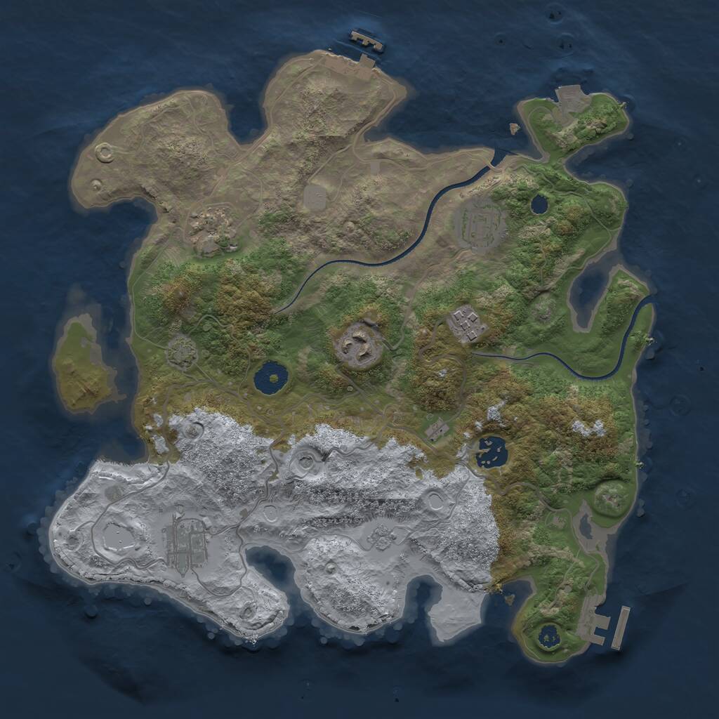 Rust Map: Procedural Map, Size: 3300, Seed: 933889806, 12 Monuments