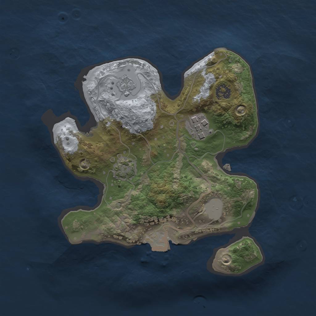 Rust Map: Procedural Map, Size: 2000, Seed: 812739715, 6 Monuments