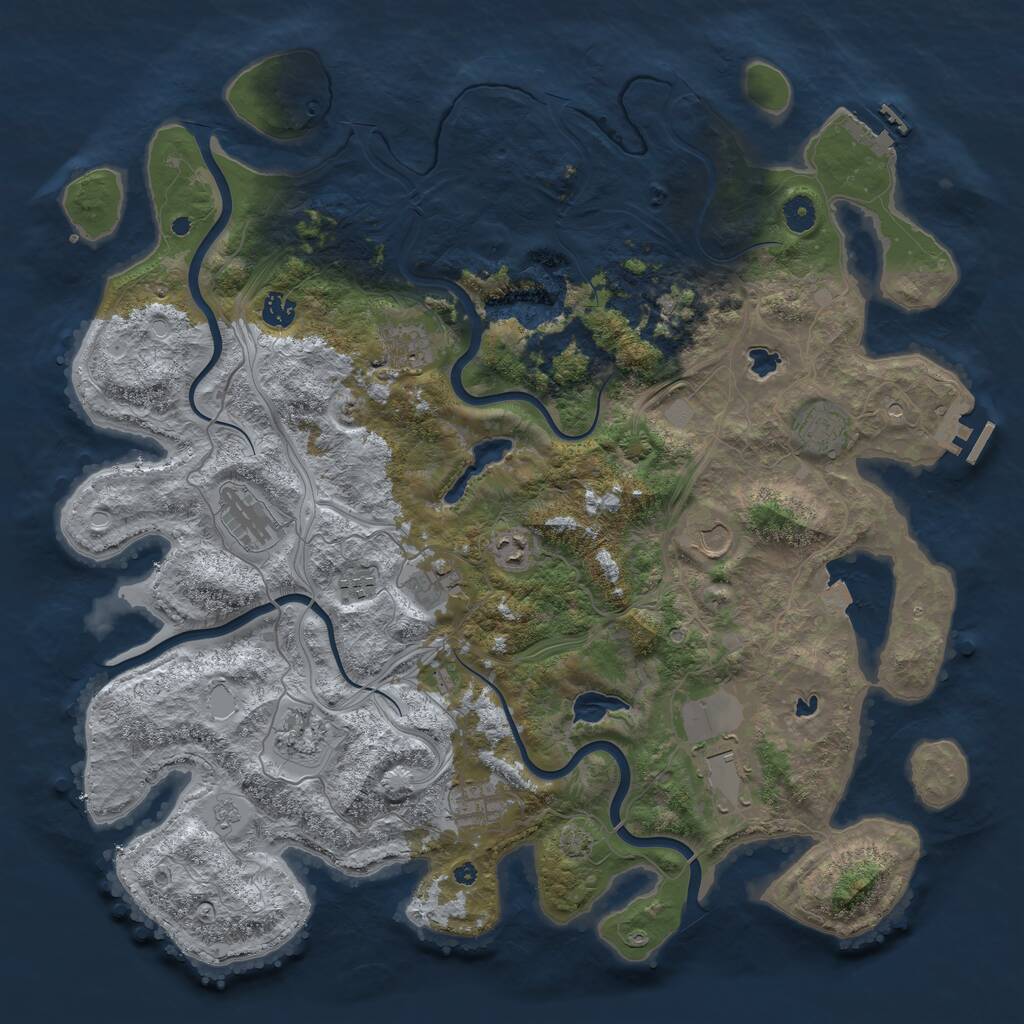Rust Map: Procedural Map, Size: 4500, Seed: 1548158947, 17 Monuments