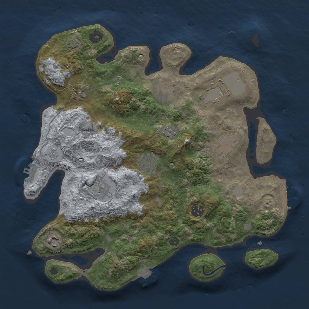 Rust Map: Procedural Map, Size: 3500, Seed: 450398848, 16 Monuments