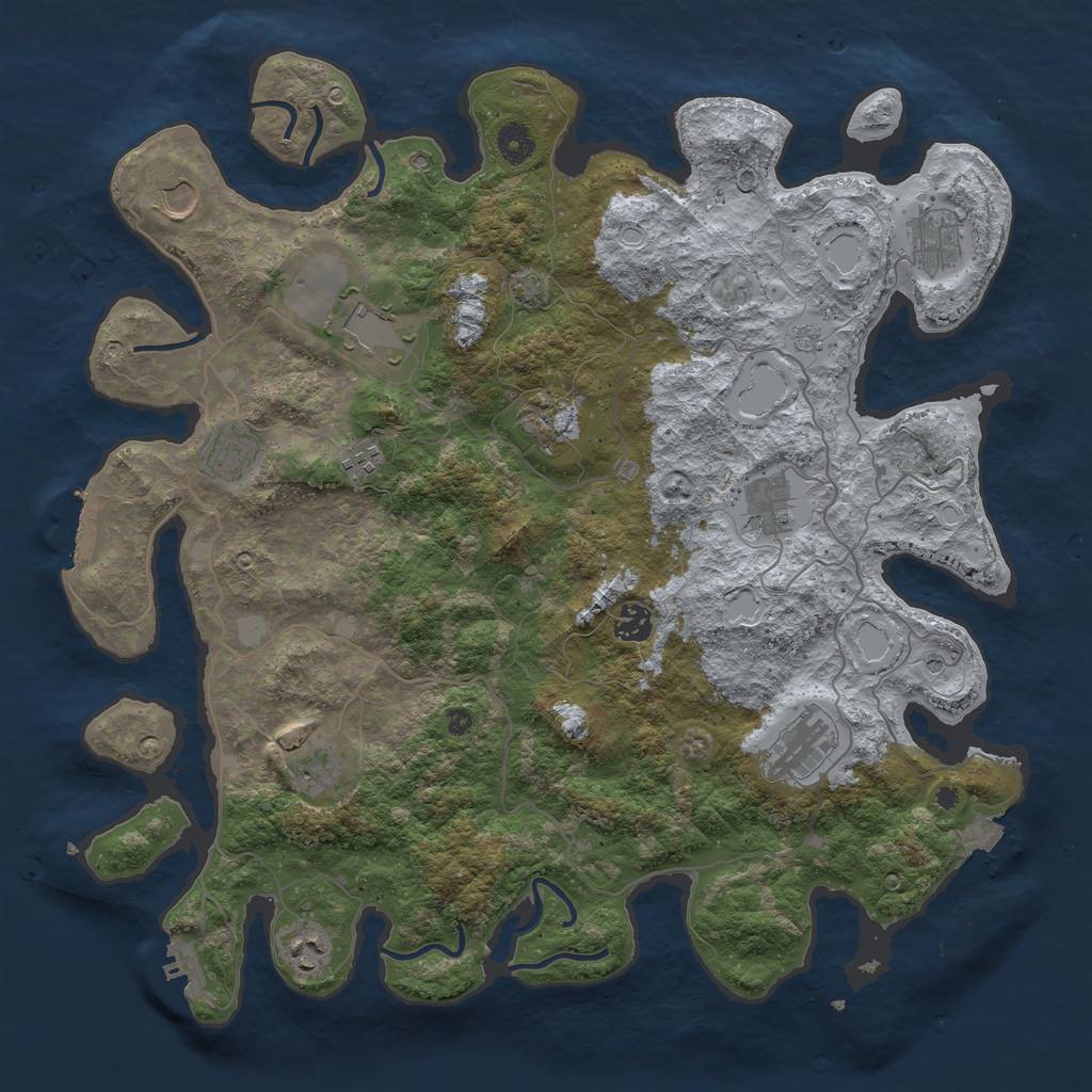 Rust Map: Procedural Map, Size: 4200, Seed: 2082270274, 19 Monuments