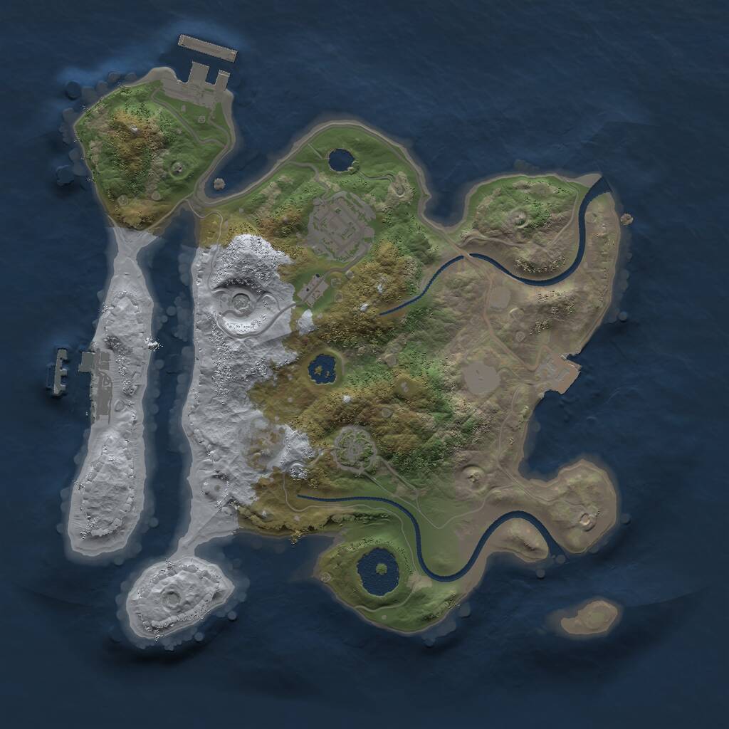 Rust Map: Procedural Map, Size: 2500, Seed: 746607912, 6 Monuments