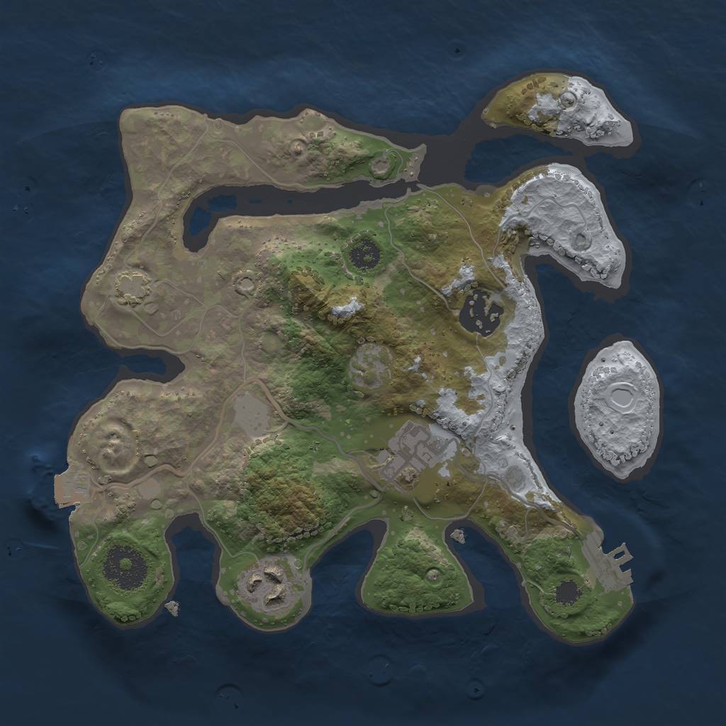 Rust Map: Procedural Map, Size: 2500, Seed: 519780022, 8 Monuments