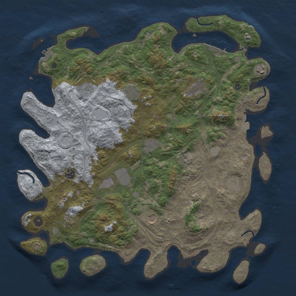 Rust Map: Procedural Map, Size: 4500, Seed: 1912645540, 19 Monuments