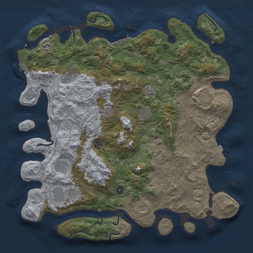 Rust Map: Procedural Map, Size: 4500, Seed: 1730659043, 19 Monuments