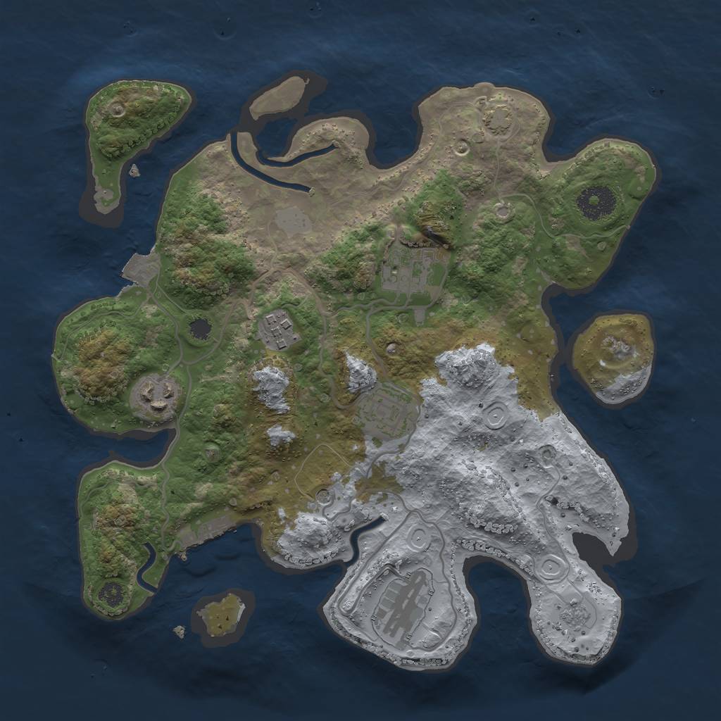 Rust Map: Procedural Map, Size: 3000, Seed: 1132714901, 12 Monuments