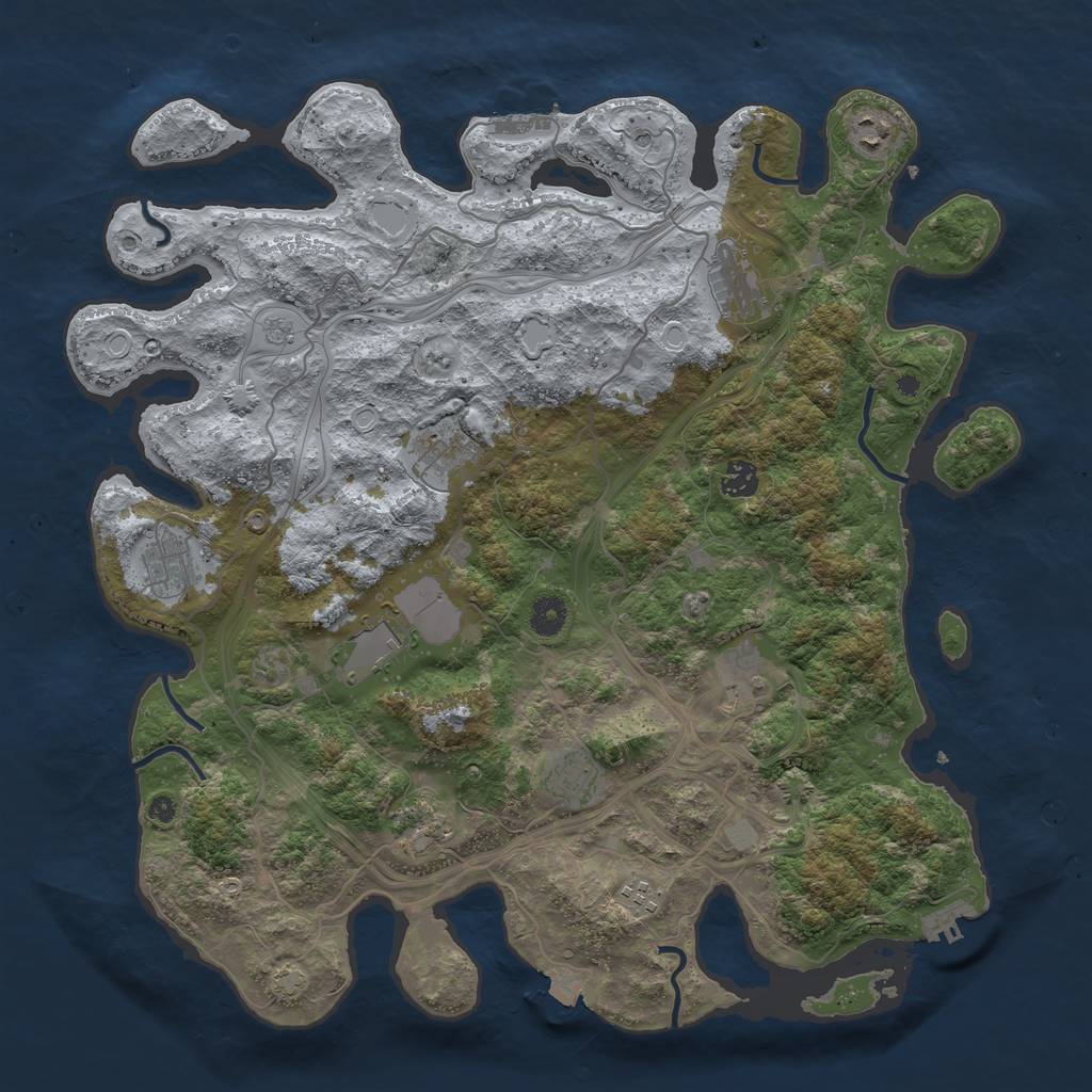 Rust Map: Procedural Map, Size: 4250, Seed: 55292192, 18 Monuments