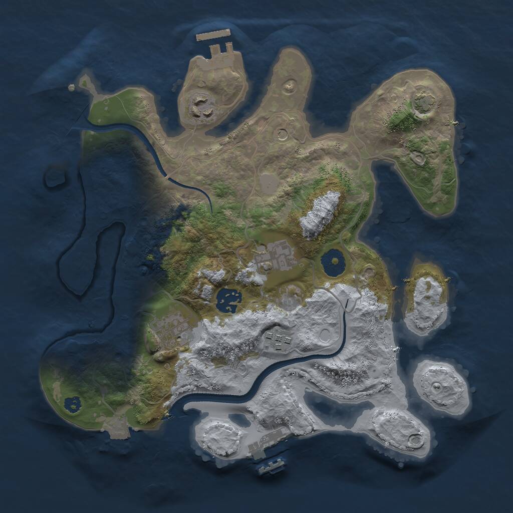 Rust Map: Procedural Map, Size: 3000, Seed: 445271406, 10 Monuments