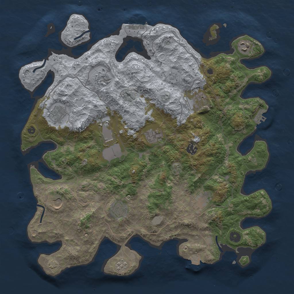 Rust Map: Procedural Map, Size: 4000, Seed: 33484317, 19 Monuments