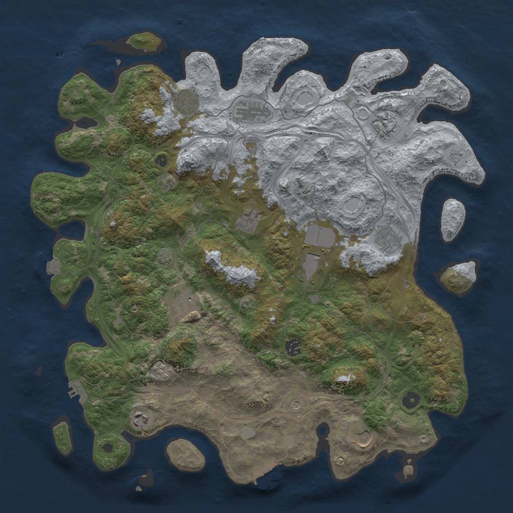 Rust Map: Procedural Map, Size: 4500, Seed: 11875836, 19 Monuments