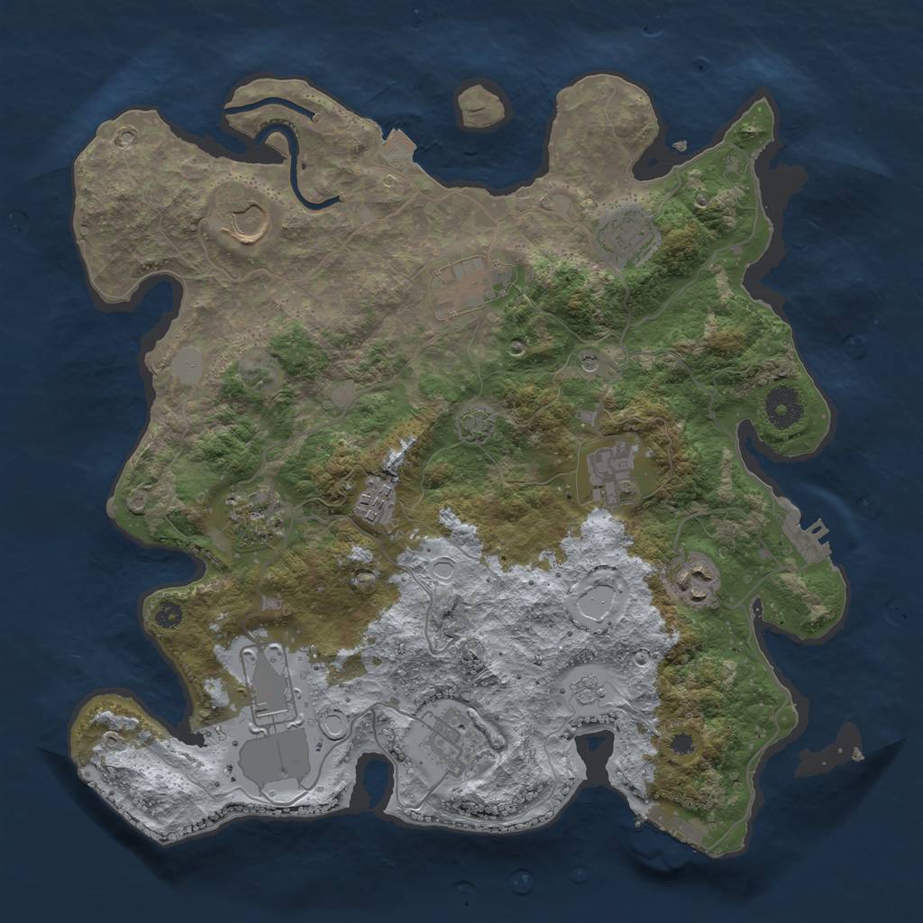 Rust Map: Procedural Map, Size: 3500, Seed: 581515, 17 Monuments