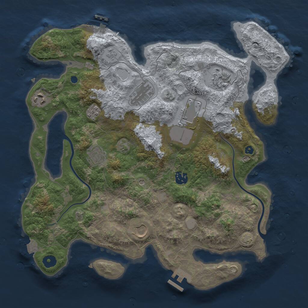 Rust Map: Procedural Map, Size: 3550, Seed: 90789965, 14 Monuments